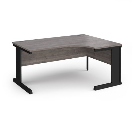 Vivo right hand ergonomic desk 1600mm - black frame, Grey Oak top