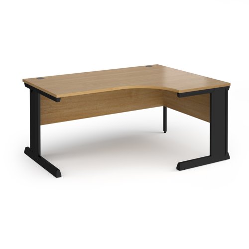 Vivo right hand ergonomic desk 1600mm - black frame, oak top