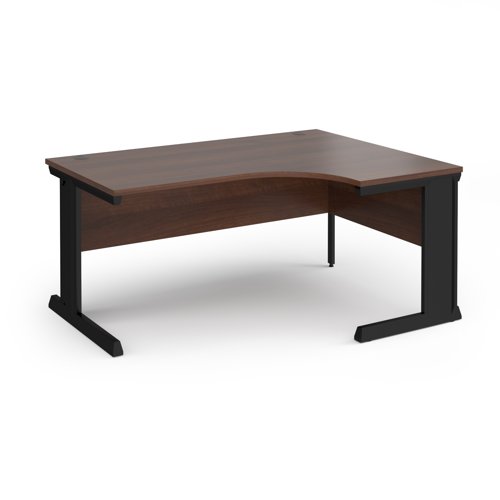 Vivo right hand ergonomic desk 1600mm - black frame, walnut top