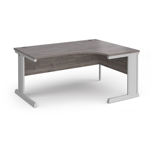 Vivo right hand ergonomic desk 1600mm - silver frame, Grey Oak top