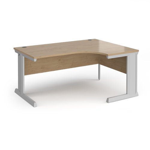 Vivo right hand ergonomic desk 1600mm - silver frame, Kendal Oak top