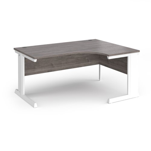 Vivo right hand ergonomic desk 1600mm - white frame, Grey Oak top