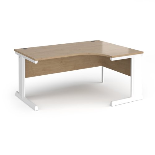 Vivo right hand ergonomic desk 1600mm - white frame, Kendal Oak top