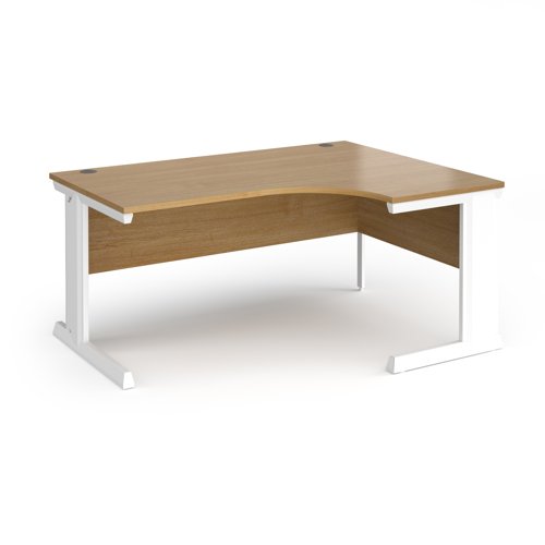 Vivo right hand ergonomic desk 1600mm - white frame, oak top