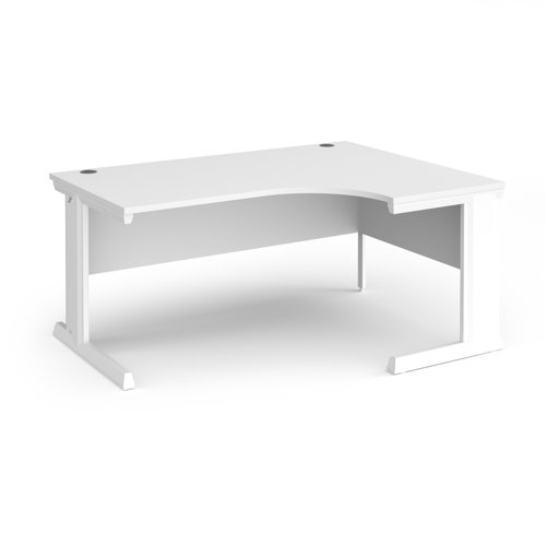 Vivo right hand ergonomic desk 1600mm - white frame, white top