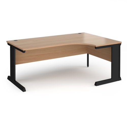 Vivo right hand ergonomic desk 1800mm - black frame, beech top