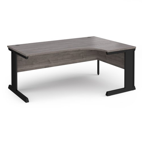 Vivo right hand ergonomic desk 1800mm - black frame, Grey Oak top