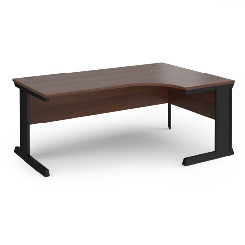 Vivo right hand ergonomic desk 1800mm - black frame, walnut top