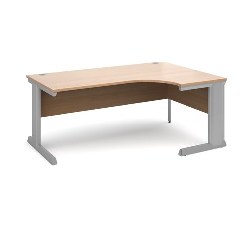 Vivo right hand ergonomic desk 1800mm - silver frame, beech top