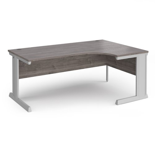 Vivo right hand ergonomic desk 1800mm - silver frame, Grey Oak top