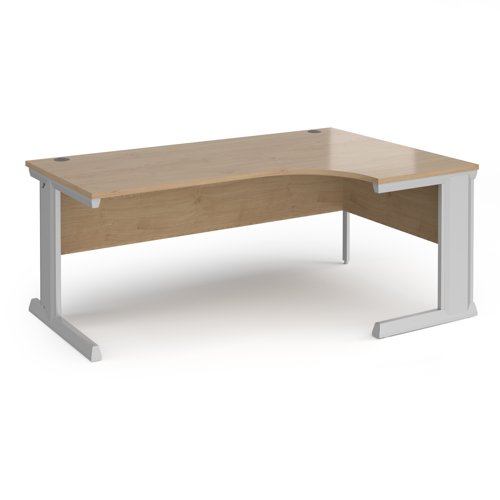 Vivo right hand ergonomic desk 1800mm - silver frame, Kendal Oak top