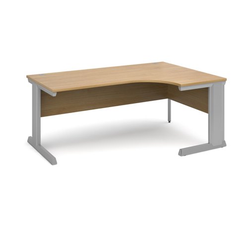 Vivo right hand ergonomic desk 1800mm - silver frame, oak top