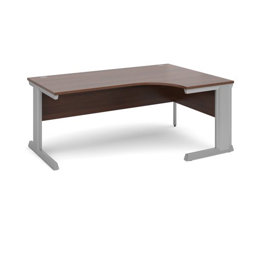 Vivo right hand ergonomic desk 1800mm - silver frame, walnut top