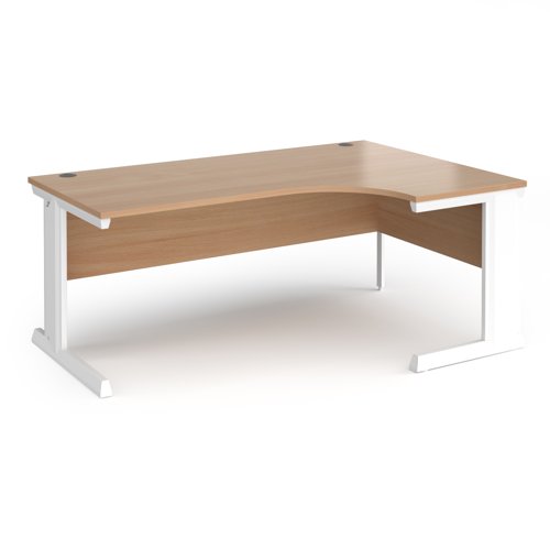 Vivo right hand ergonomic desk 1800mm - white frame, beech top