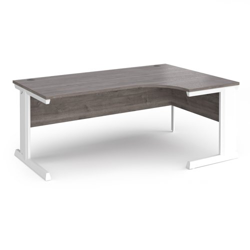 Vivo right hand ergonomic desk 1800mm - white frame, Grey Oak top