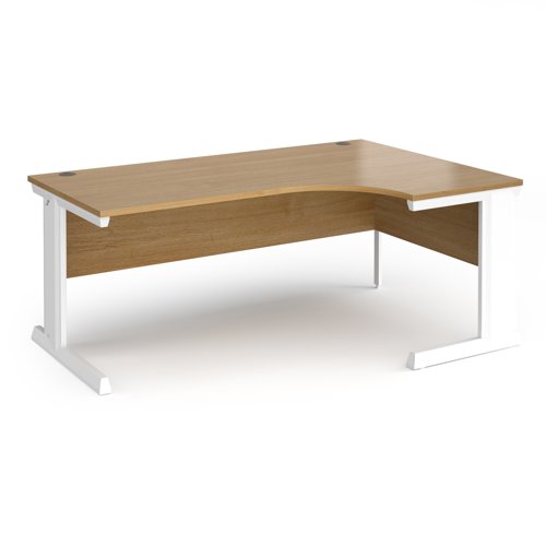 Vivo right hand ergonomic desk 1800mm - white frame, oak top