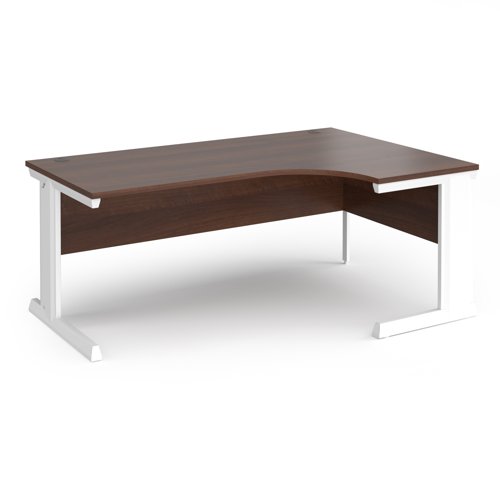 Vivo right hand ergonomic desk 1800mm - white frame, walnut top