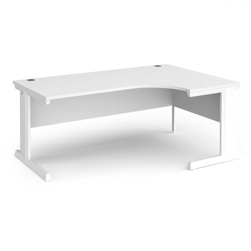 Vivo right hand ergonomic desk 1800mm - white frame, white top