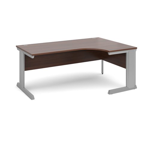 Vivo right hand ergonomic desk 1800mm - silver frame, walnut top