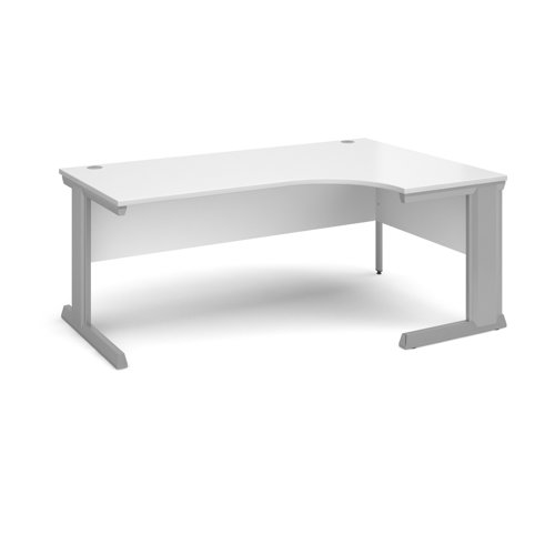 Vivo right hand ergonomic desk 1800mm - silver frame, white top