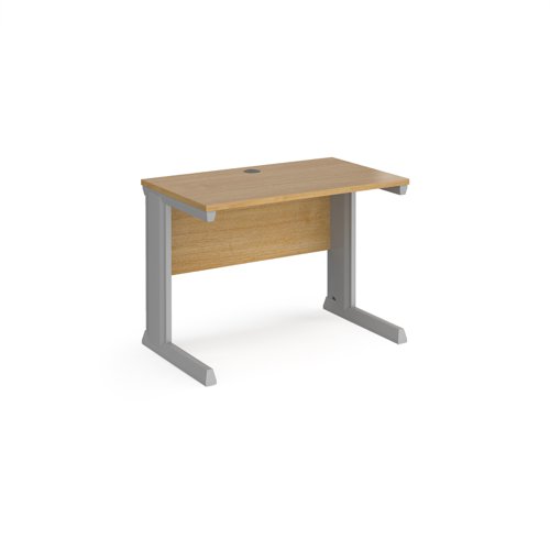 Office Desk Rectangular Desk 1000mm Oak Tops With Silver Frames 600mm Depth Vivo