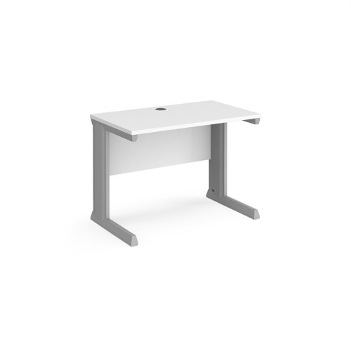 Office Desk Rectangular Desk 1000mm White Tops With Silver Frames 600mm Depth Vivo