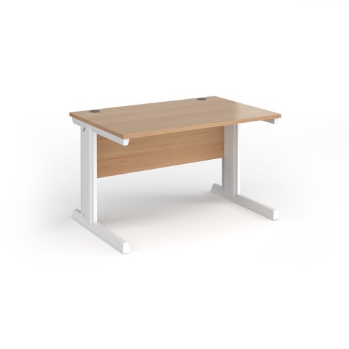 Vivo straight desk 1200mm x 600mm - white frame, beech top