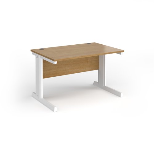 Vivo straight desk 1200mm x 600mm - white frame, oak top