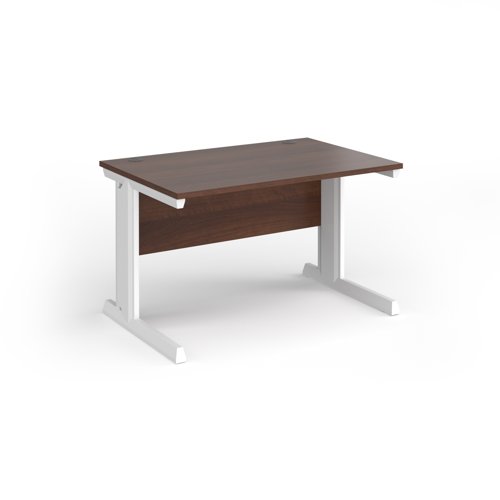 Vivo straight desk 1200mm x 600mm - white frame, walnut top