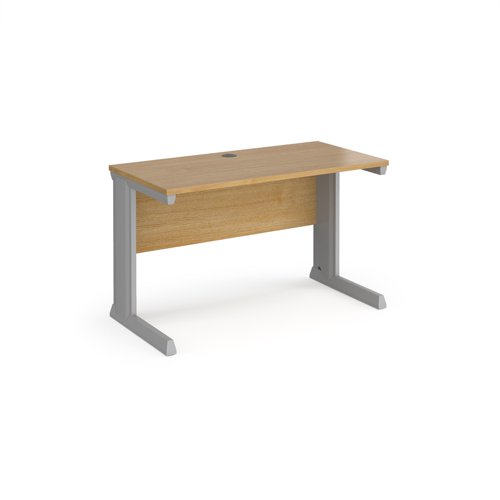 Vivo straight desk 1200mm x 600mm - silver frame, oak top
