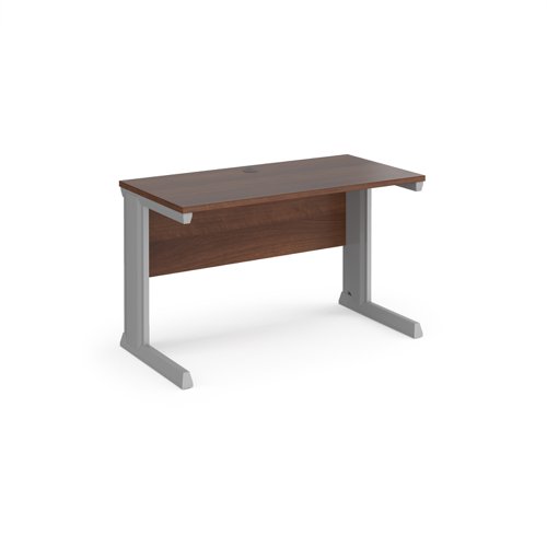 Vivo straight desk 1200mm x 600mm - silver frame, walnut top