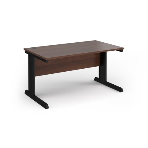 Vivo straight desk 1400mm x 600mm - black frame, walnut top