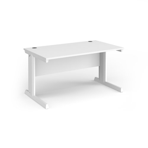 Vivo straight desk 1400mm x 600mm - white frame, white top
