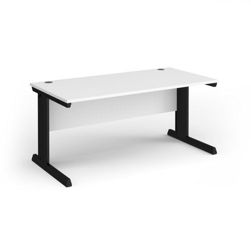 Vivo straight desk 1600mm x 600mm - black frame, white top