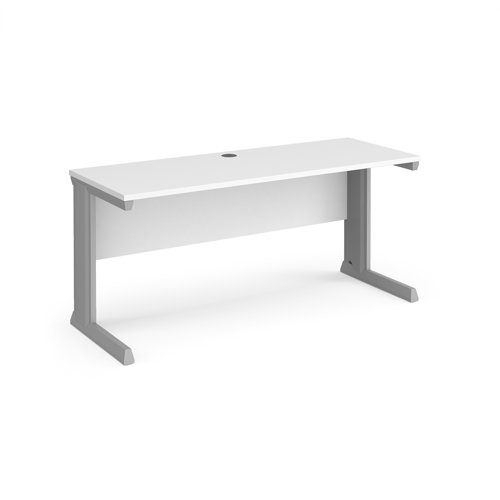 Vivo straight desk 1600mm x 600mm - silver frame, white top