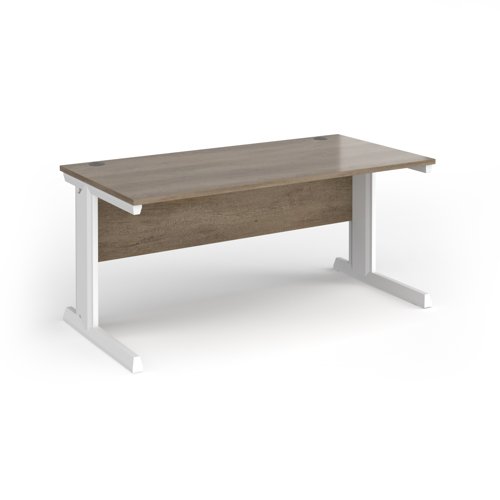 Vivo straight desk 1600mm x 600mm - white frame, Nebraska Oak top