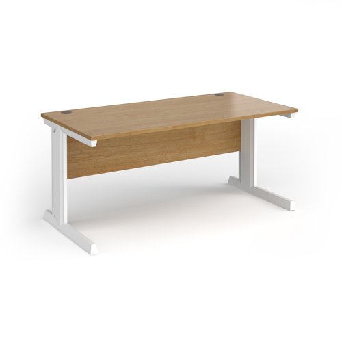 Vivo straight desk 1600mm x 600mm - white frame, oak top