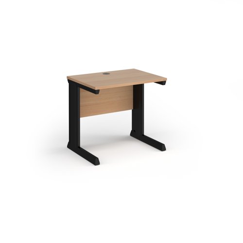 Vivo straight desk 800mm x 600mm - black frame, beech top
