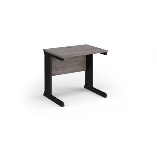 Vivo straight desk 800mm x 600mm - black frame, Grey Oak top