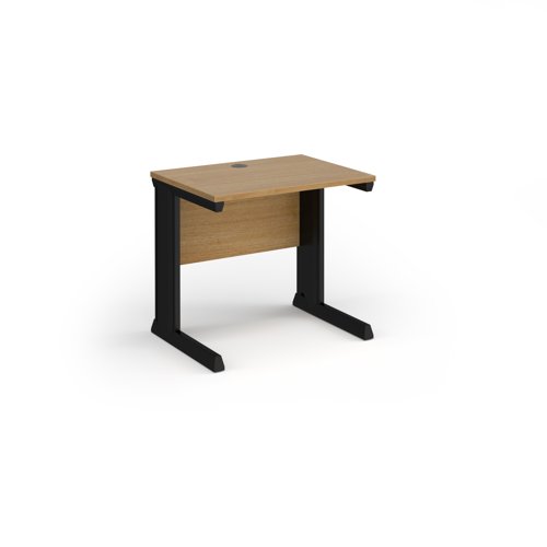 Vivo straight desk 800mm x 600mm - black frame, oak top