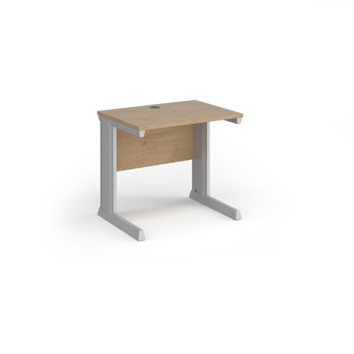 Vivo straight desk 800mm x 600mm - silver frame, Kendal Oak top
