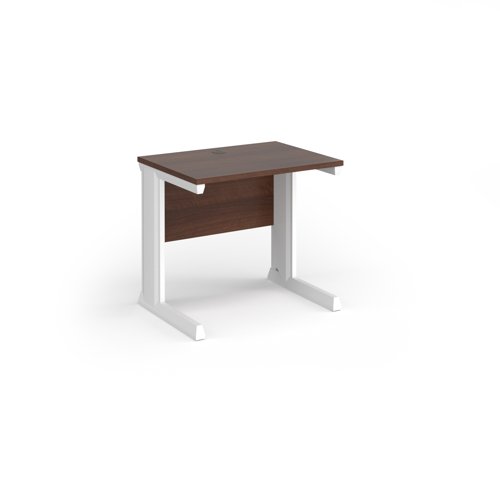Vivo straight desk 800mm x 600mm - white frame, walnut top