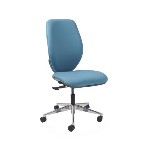 Virgil fabric task chair, integrated seat slide, back height adjustment, synchronised mechanism, alumin base & inflatable lumbar pump - made to order