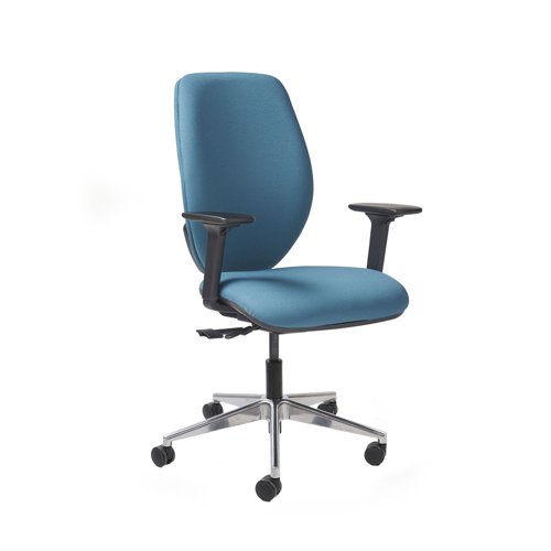 Virgil fabric task chair, integrated seat slide, back height adjustment, synchronised mechanism, inflatable lumbar pump, 4D adj arms - made to order