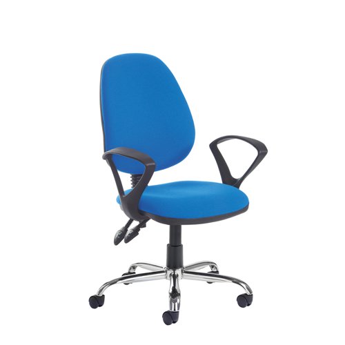Jota High fabric back PCB operator chair with fixed arms and chrome base - made to order