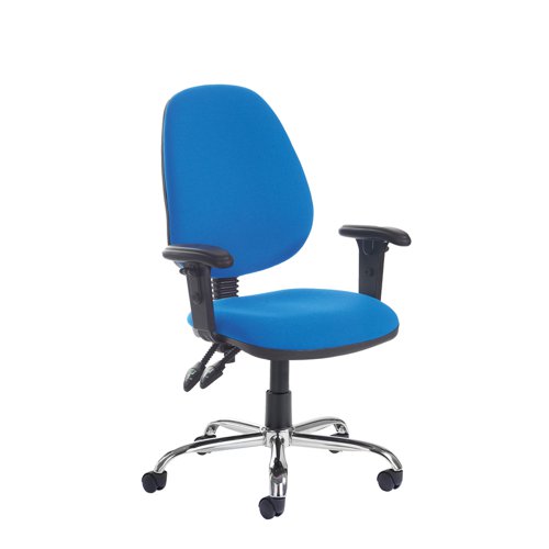 Jota High fabric back PCB operator chair with adjustable arms and chrome base - made to order
