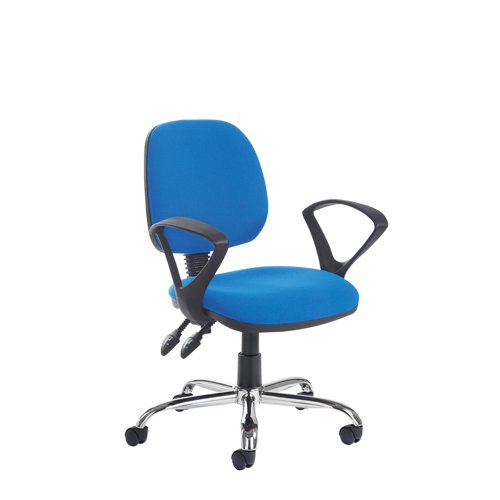 Jota Medium fabric back operator chair with fixed arms and chrome base - made to order