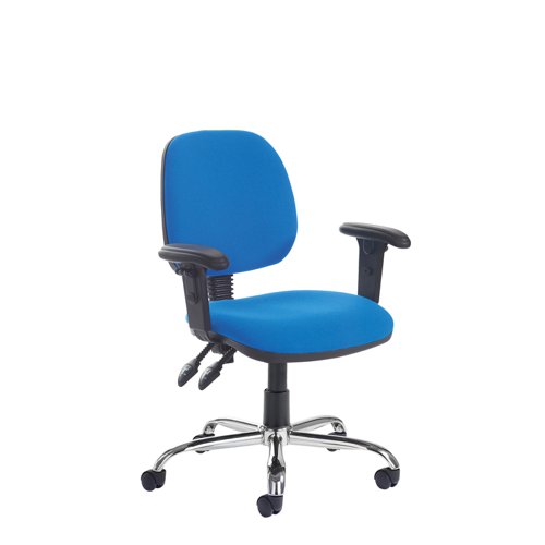Jota Medium fabric back operator chair with adjustable arms, chrome base and lumbar - made to order