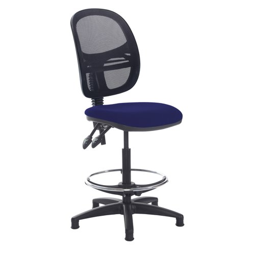 Jota mesh back draughtsmans chair with no arms - Ocean Blue