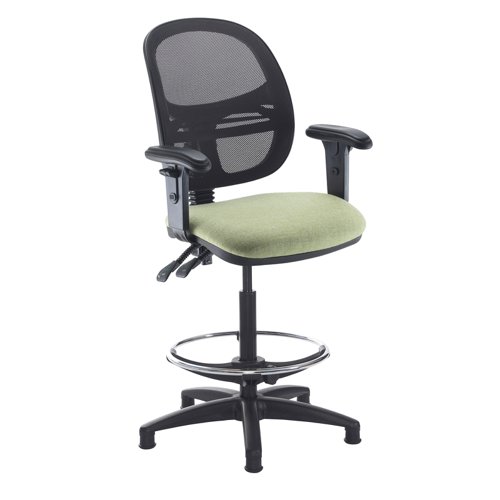 Jota mesh back draughtsmans chair with adjustable arms - made to order